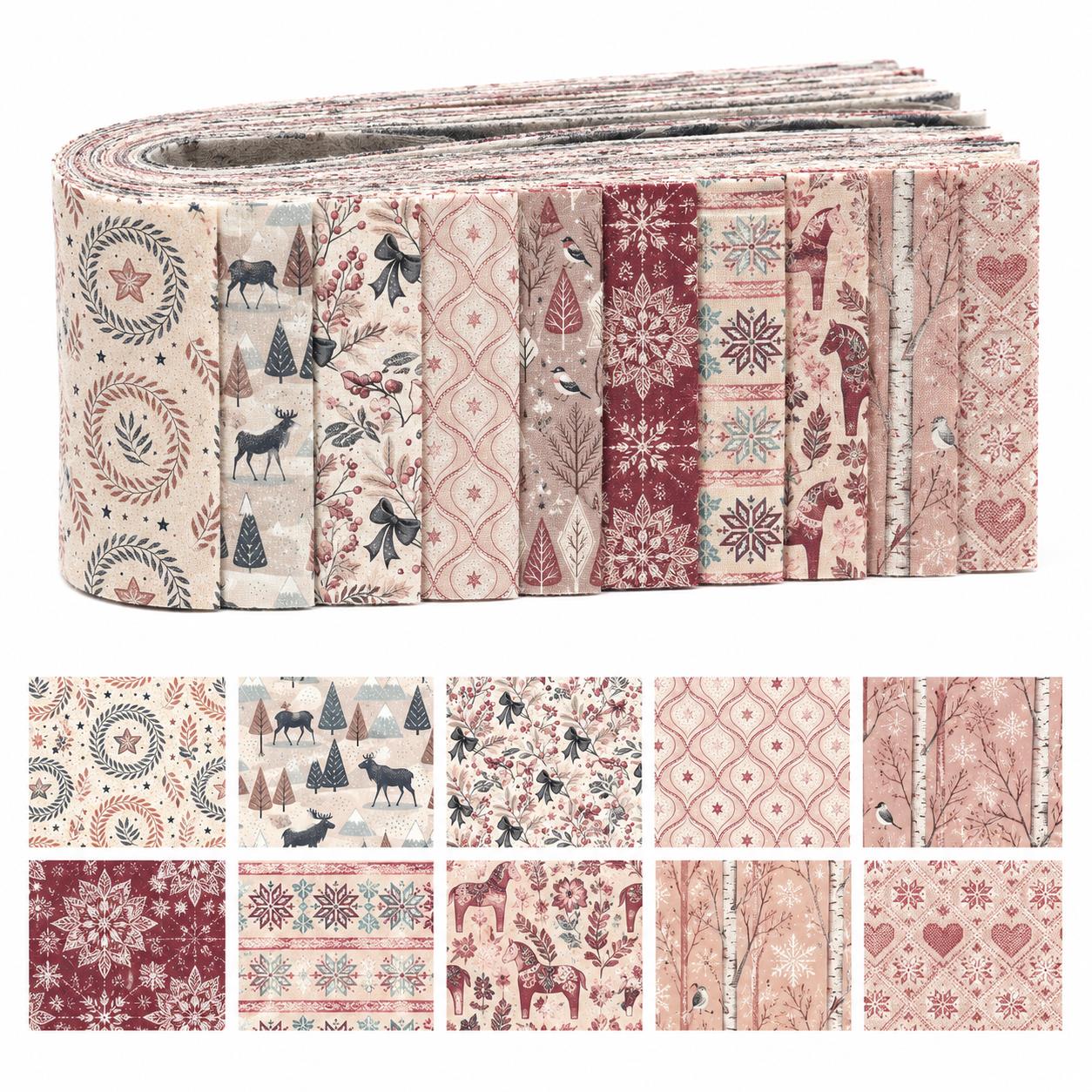 Christmas Table Runner - 10 sztuk pasków tkaniny w świąteczny