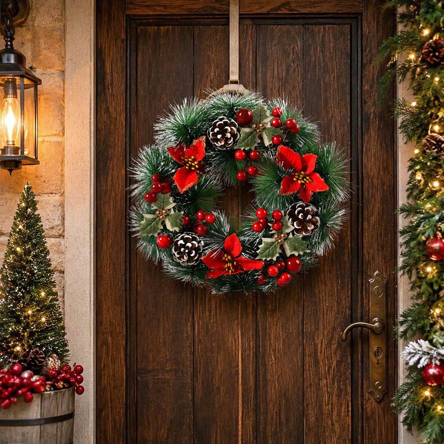 1 szt. świąteczny wieniec na d – Christmas Wreath Fake recenzja i cena